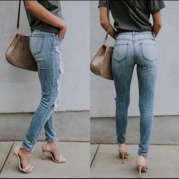 Distressed Light Wash Skinny Jeans - Picture 3 of 8